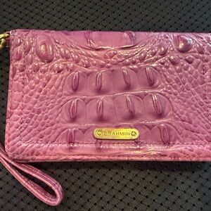 Brahmin Pink Crocodile Embossed Clutch Wristlet